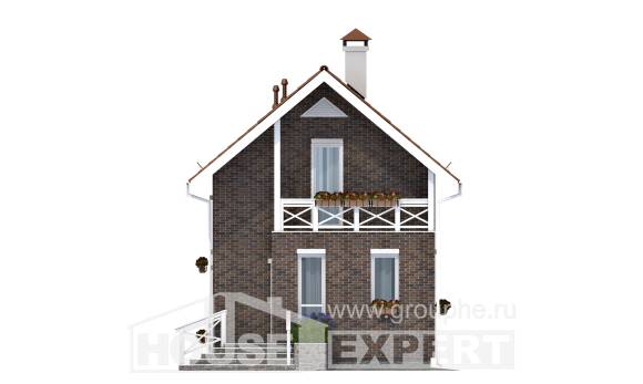 045-001-Л Проект двухэтажного дома мансардой, дешевый домик из газосиликатных блоков Белово, House Expert