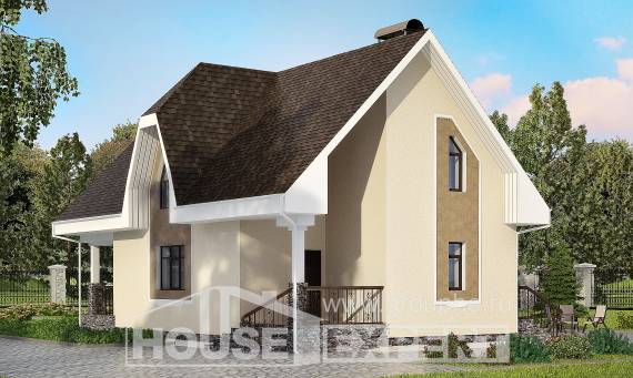 125-001-Л Проект двухэтажного дома с мансардой, компактный домик из газосиликатных блоков Прокопьевск, House Expert
