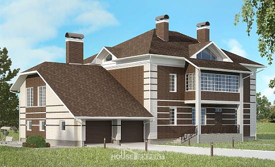 505-002-Л Проект трехэтажного дома и гаражом, уютный коттедж из кирпича Мыски | Проекты домов от House Expert