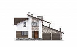 240-004-П Проект двухэтажного дома мансардой, гараж, уютный коттедж из арболита Мыски, House Expert