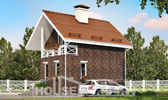 045-001-Л Проект двухэтажного дома мансардный этаж, простой загородный дом из газобетона Топки, House Expert