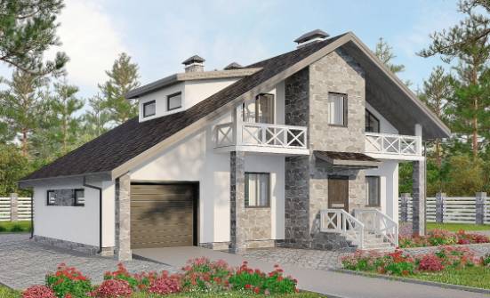 180-017-Л Проект двухэтажного дома с мансардой, гараж, классический загородный дом из арболита Полысаево | Проекты домов от House Expert