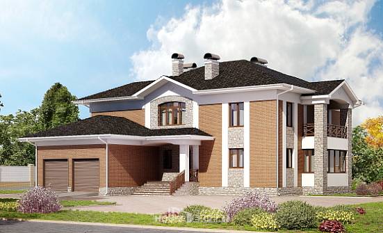 520-002-Л Проект трехэтажного дома и гаражом, просторный коттедж из твинблока Кемерово | Проекты домов от House Expert