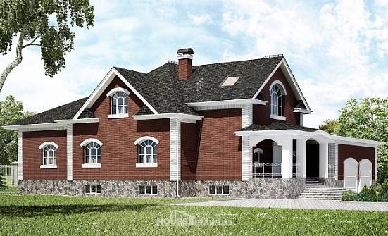 600-001-П Проект трехэтажного дома с мансардой и гаражом, уютный коттедж из арболита Полысаево | Проекты домов от House Expert