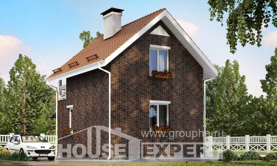 045-001-Л Проект двухэтажного дома мансардой, уютный домик из пеноблока Киселёвск, House Expert