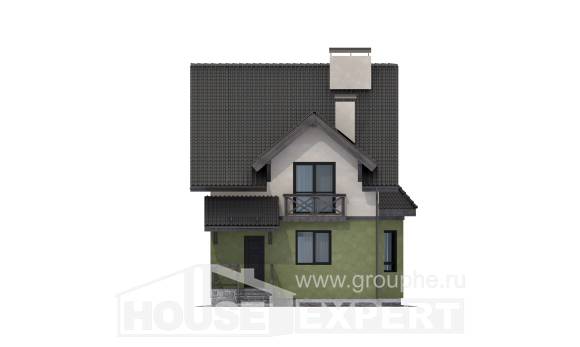 120-003-П Проект двухэтажного дома мансардой, бюджетный коттедж из теплоблока Белово, House Expert
