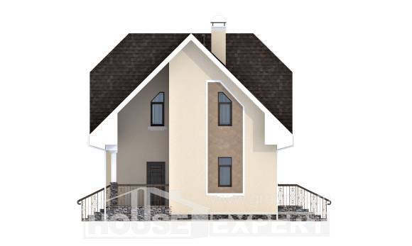 125-001-Л Проект двухэтажного дома с мансардным этажом, простой дом из газобетона Полысаево, House Expert