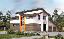 240-004-П Проект двухэтажного дома с мансардным этажом и гаражом, простой домик из теплоблока Мыски, House Expert