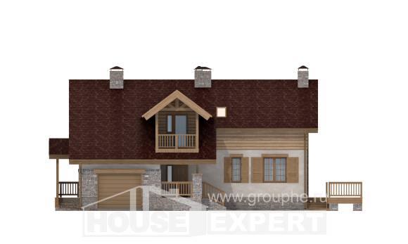 165-002-П Проект двухэтажного дома мансардный этаж и гаражом, красивый домик из газосиликатных блоков Мыски, House Expert