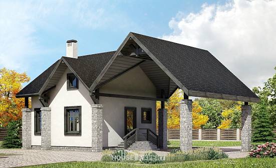 060-001-П Проект двухэтажного дома с мансардой и гаражом, маленький домик из газосиликатных блоков Междуреченск | Проекты домов от House Expert
