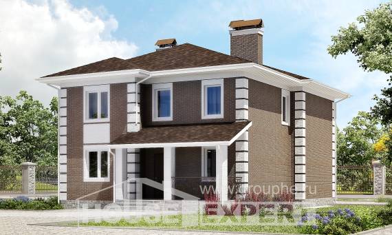 185-002-П Проект двухэтажного дома, небольшой дом из арболита Мыски, House Expert