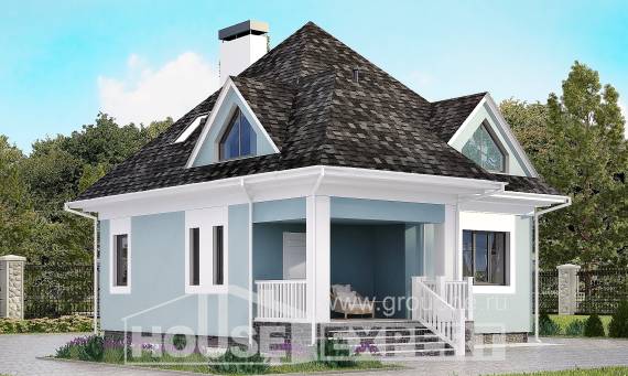 110-001-Л Проект двухэтажного дома мансардой, уютный загородный дом из твинблока Прокопьевск, House Expert