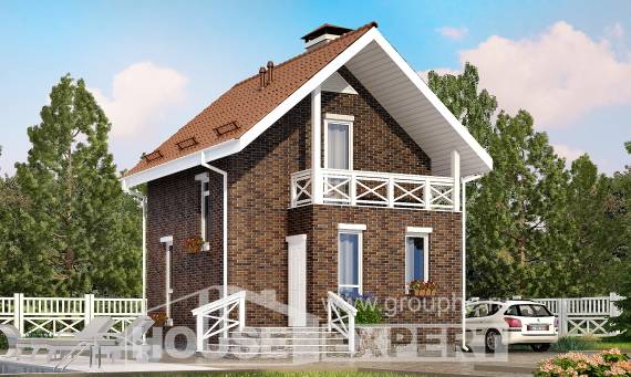 045-001-Л Проект двухэтажного дома мансардный этаж, классический домик из поризованных блоков Таштагол, House Expert