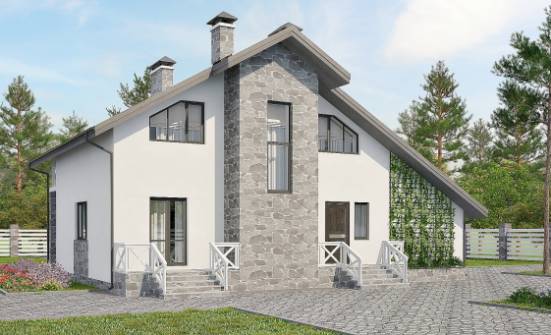 180-017-Л Проект двухэтажного дома с мансардой, гараж, классический загородный дом из арболита Полысаево | Проекты домов от House Expert