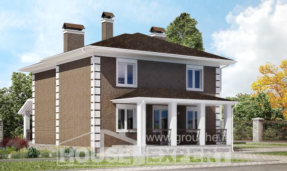 185-002-П Проект двухэтажного дома, уютный загородный дом из газобетона Прокопьевск, House Expert