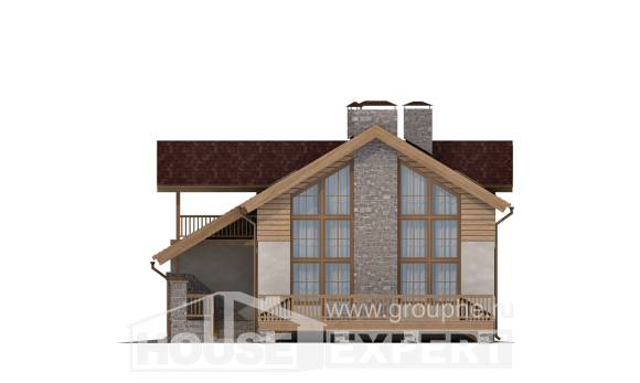 165-002-П Проект двухэтажного дома мансардный этаж, гараж, скромный коттедж из газосиликатных блоков Кемерово, House Expert