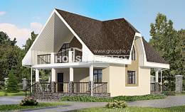 125-001-Л Проект двухэтажного дома мансардой, красивый домик из керамзитобетонных блоков Осинники, House Expert