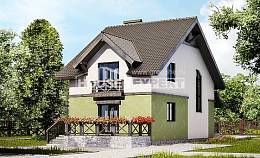 120-003-П Проект двухэтажного дома с мансардой, недорогой коттедж из теплоблока Прокопьевск, House Expert