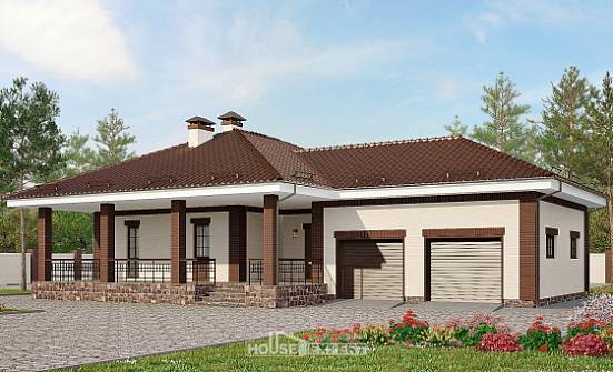 160-015-П Проект одноэтажного дома, гараж, небольшой дом из теплоблока Ленинск-Кузнецкий | Проекты домов от House Expert