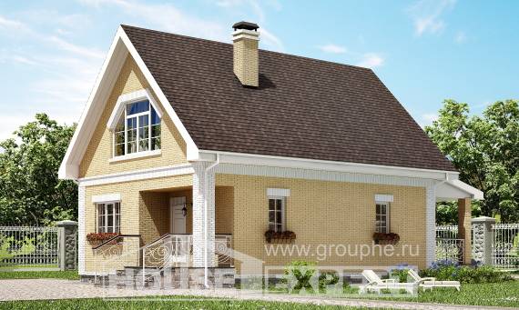 130-004-П Проект двухэтажного дома с мансардой, простой домик из поризованных блоков Анжеро-Судженск, House Expert