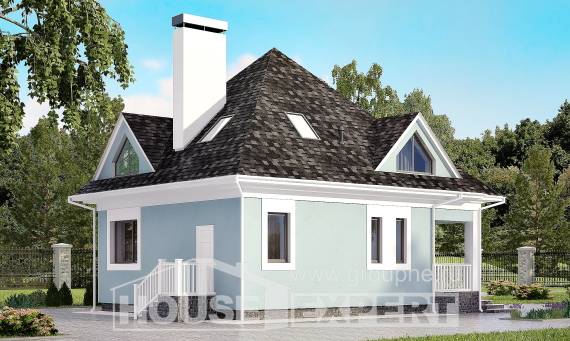 110-001-Л Проект двухэтажного дома мансардой, экономичный коттедж из керамзитобетонных блоков Киселёвск, House Expert