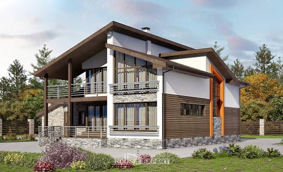 240-004-П Проект двухэтажного дома с мансардным этажом и гаражом, красивый дом из газосиликатных блоков Мыски | Проекты домов от House Expert
