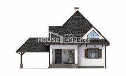 110-002-Л Проект двухэтажного дома мансардный этаж и гаражом, бюджетный домик из пеноблока Прокопьевск, House Expert