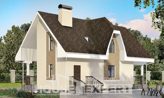 125-001-Л Проект двухэтажного дома с мансардой, экономичный загородный дом из блока Прокопьевск, House Expert