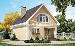130-004-П Проект двухэтажного дома с мансардой, компактный загородный дом из пеноблока Осинники, House Expert