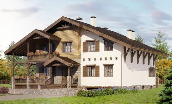 400-004-П Проект трехэтажного дома мансардный этаж и гаражом, большой домик из кирпича Киселёвск | Проекты домов от House Expert