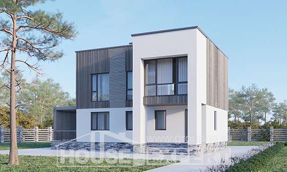 150-017-П Проект двухэтажного дома, современный загородный дом из блока Юрга, House Expert
